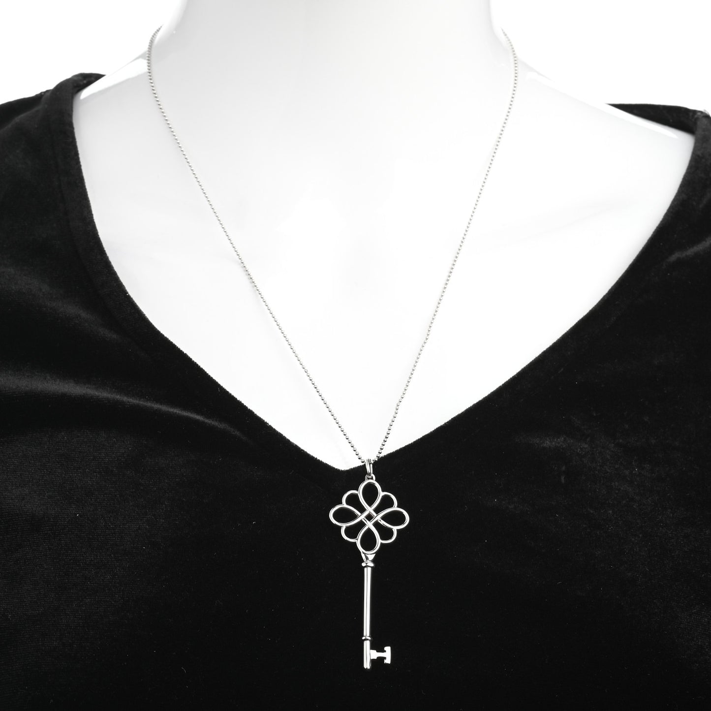 Sterling Silver Knot Key Pendant Necklace