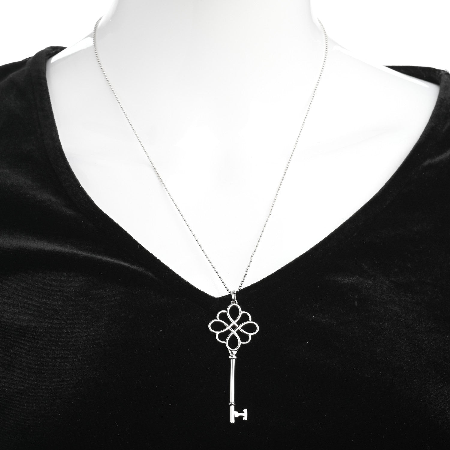 Tiffany Sterling Silver Knot Key Pendant Necklace 2 of 4
