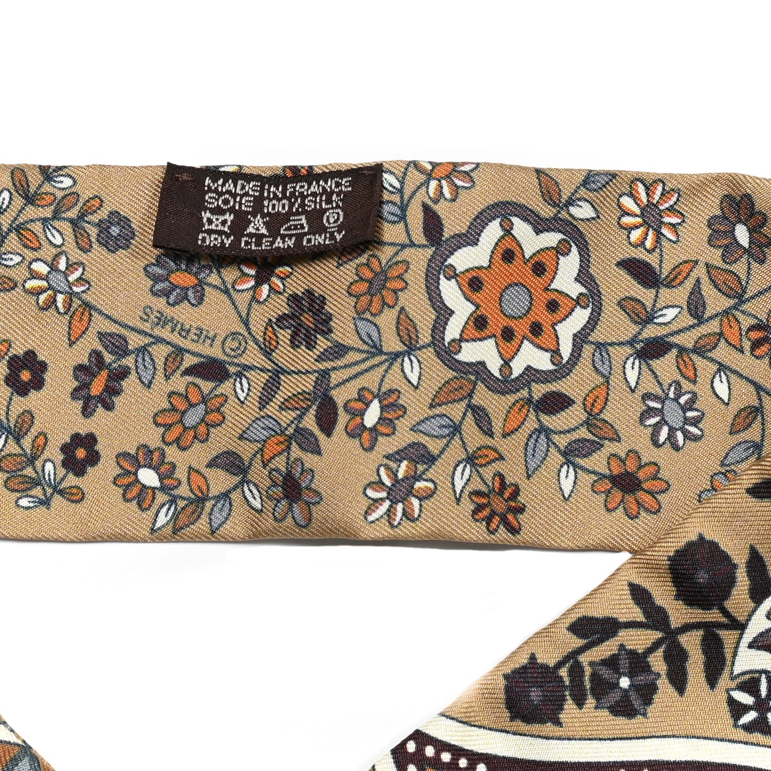 Hermes Silk L'Arbre De Vie Twilly Camel Gris Bleuete Caramel 4 of 4