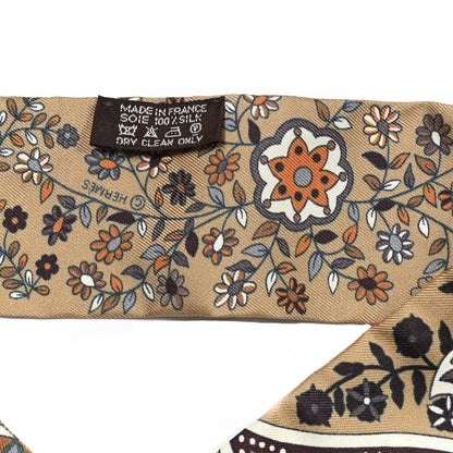 Hermes Silk L'Arbre De Vie Twilly Camel Gris Bleuete Caramel 4 of 4