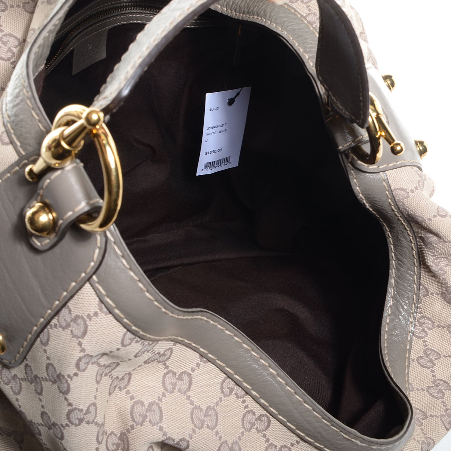 Gucci Monogram Large Jockey Hobo Grey 5 of 7