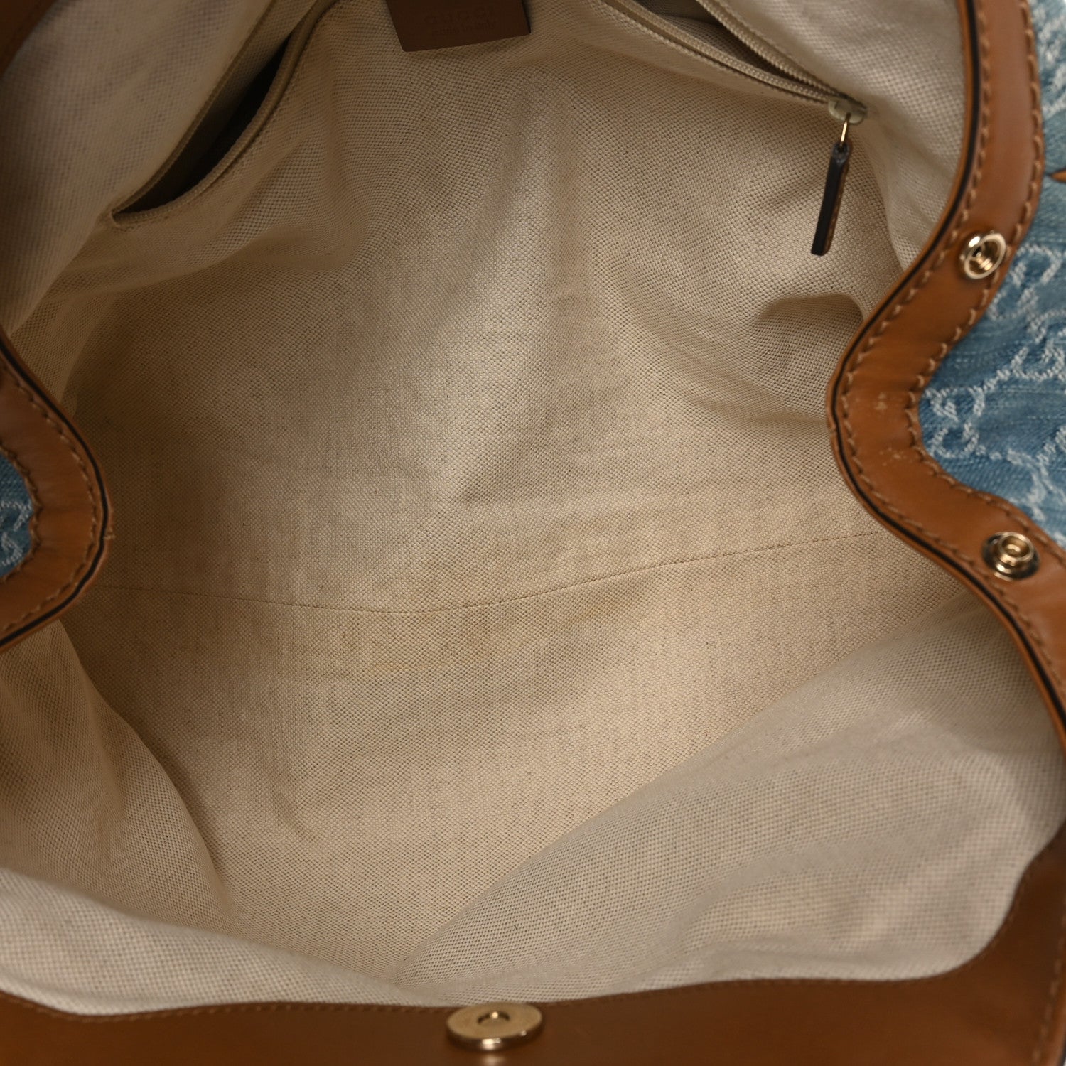 Gucci Denim Monogram Medium Sukey Tote Blue 5 of 11