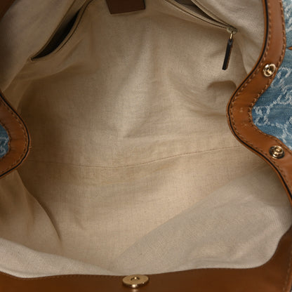 Gucci Denim Monogram Medium Sukey Tote Blue 5 of 11