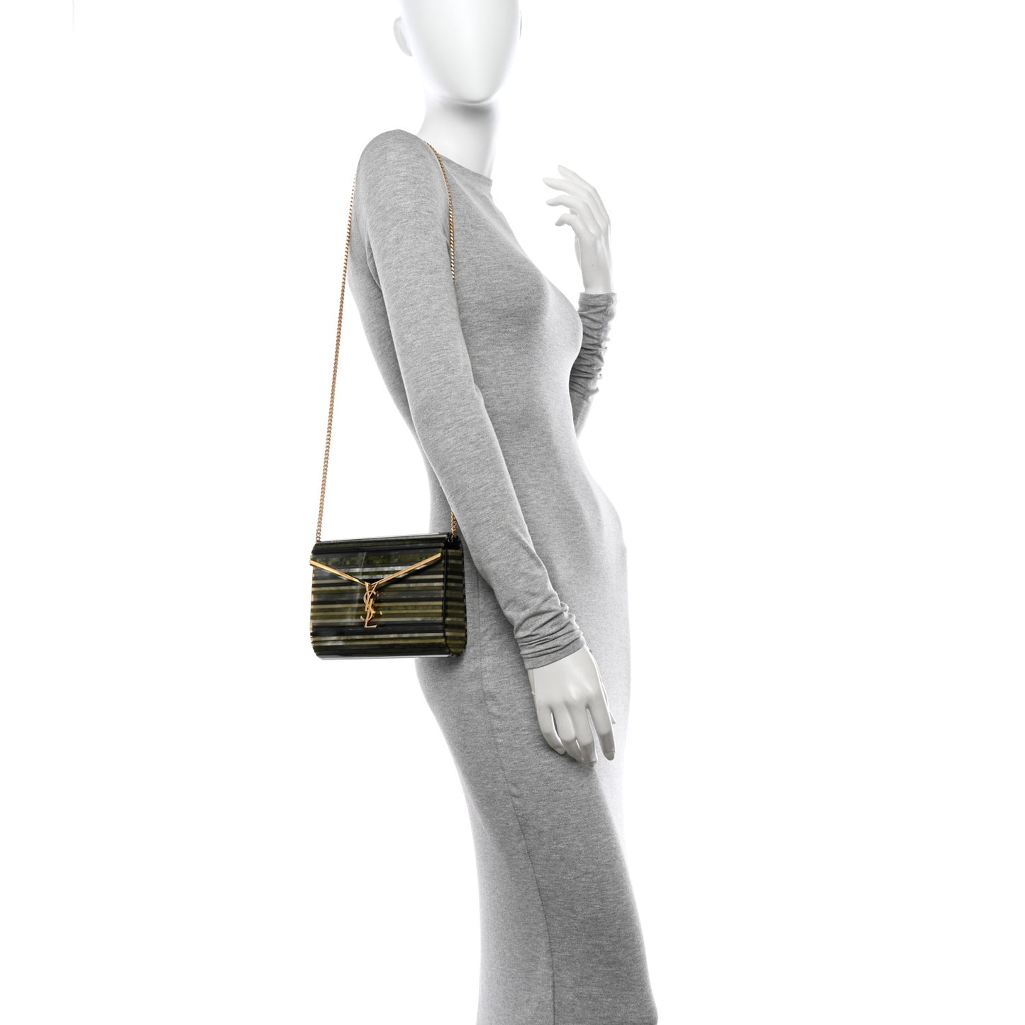 Plexiglass Monogram Vicky Minaudiere Clutch Green Multicolor