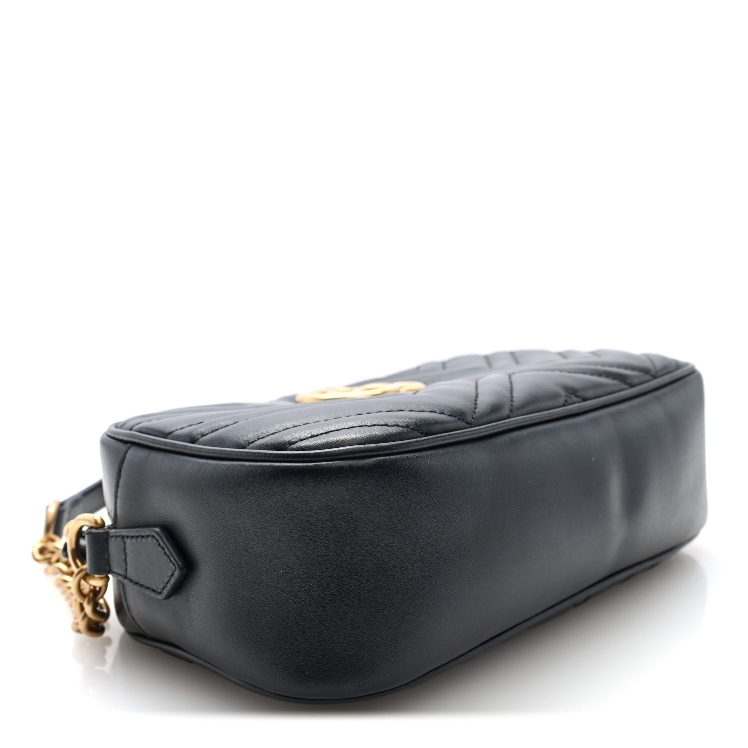 Gucci Calfskin Matelasse Small GG Marmont Chain Shoulder Bag Black 4 of 11