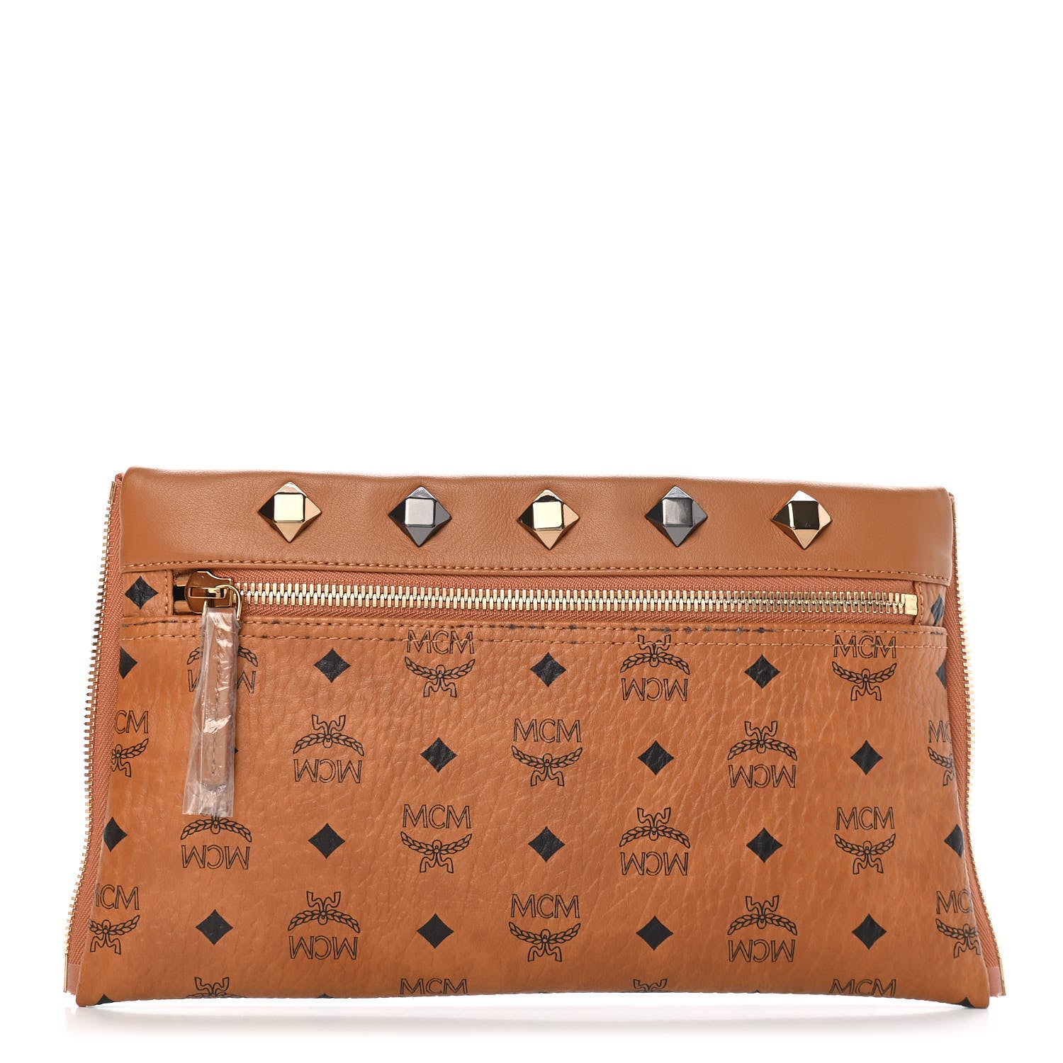 MCM Visetos Studded Medium Dual Stark Backpack Cognac 9 of 9