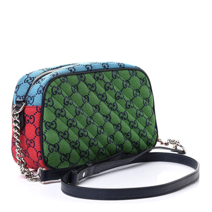 Gucci Monogram Multicolor Matelasse Diagonal Small GG Marmont Chain Shoulder Bag Pink Blue Green Red Light Blue 2 of 4