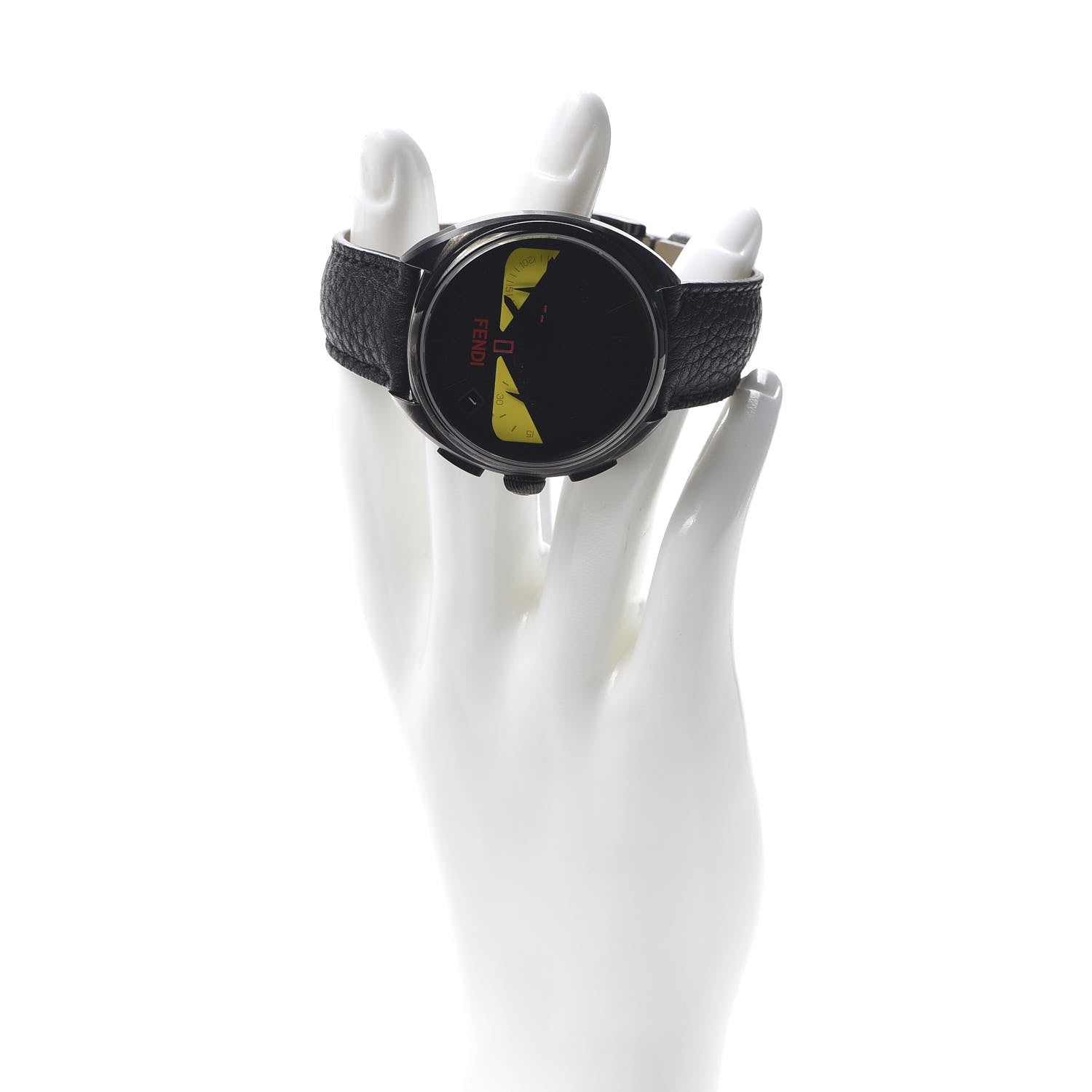 Fendi Stainless Steel Calfskin 40mm Momento Bugs Quartz Watch Black 2 of 6