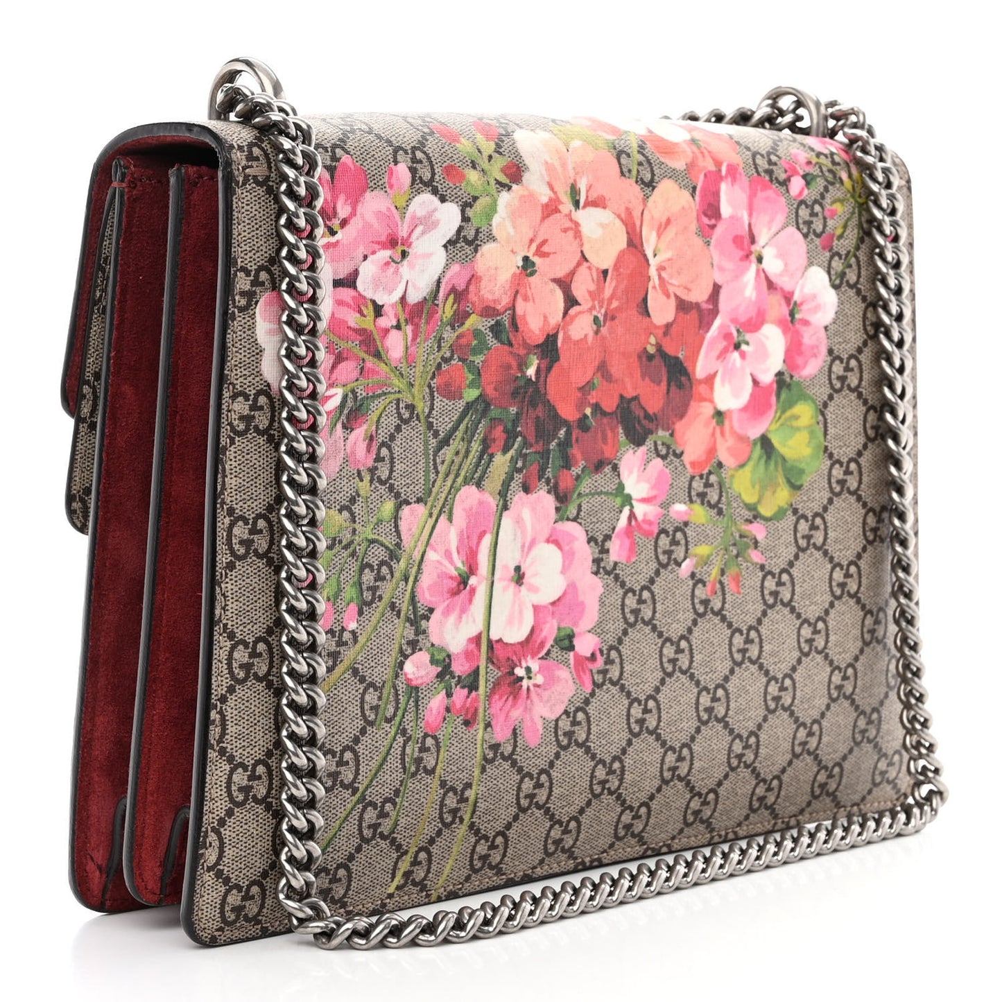 GG Supreme Monogram Blooms Medium Dionysus Shoulder Bag Beige Multicolor Dry Rose