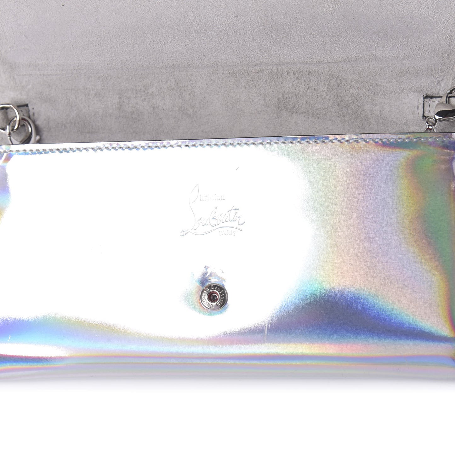 Calfskin Glitter Givre Spikes Boudoir Chain Wallet Perle Platine