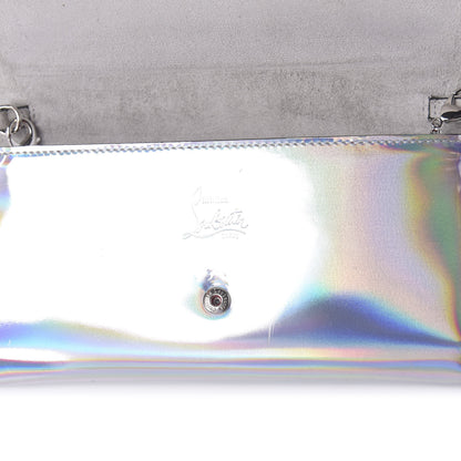Christian Louboutin Calfskin Glitter Givre Spikes Boudoir Chain Wallet Perle Platine 9 of 10