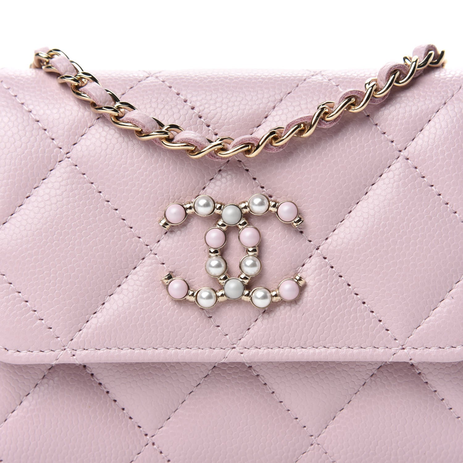 Chanel Caviar Quilted Coco Candy Card Holder On Chain Light Pink 11 of 12