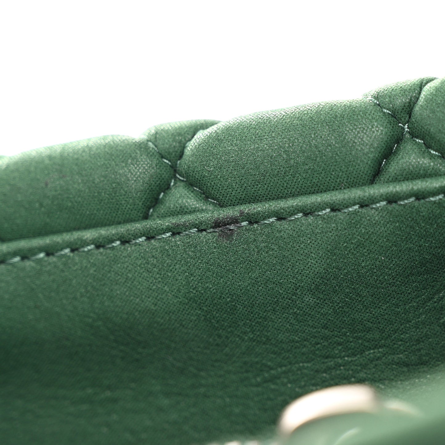 Iridescent Calfskin Quilted New Bubble Tote Vert Fonce