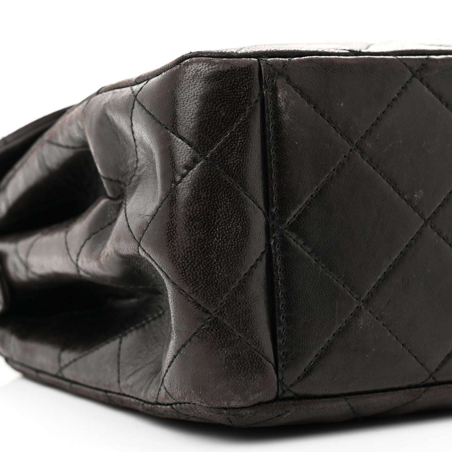 Lambskin Quilted CC Flap Shoulder Bag Dark Brown