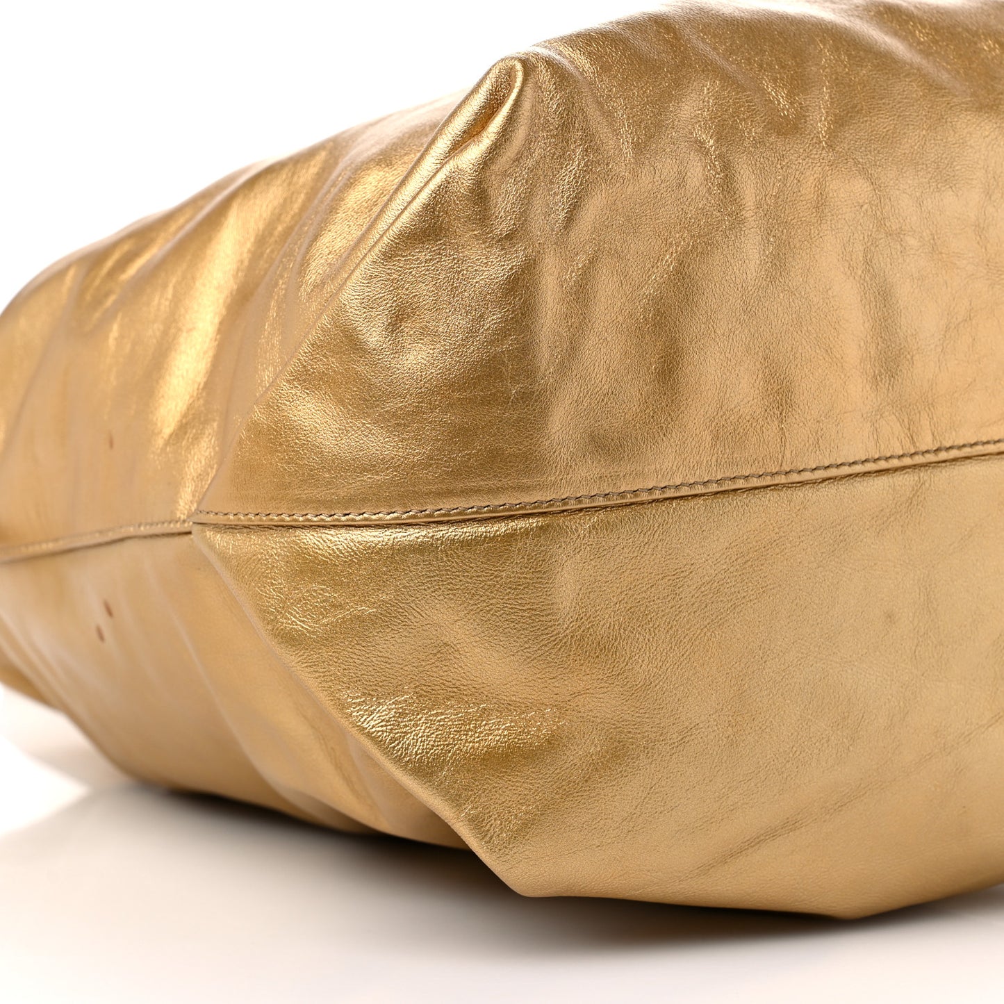 Lambskin Teddy Drawstring Bag Gold