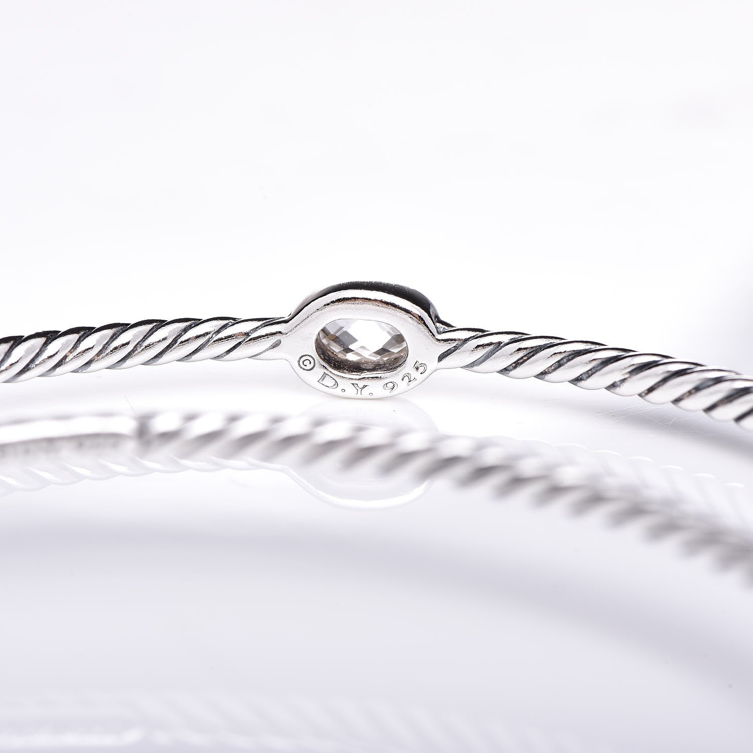 David Yurman Sterling Silver Crystal Color Classics Cable Bangle Bracelet Set of 2 4 of 5