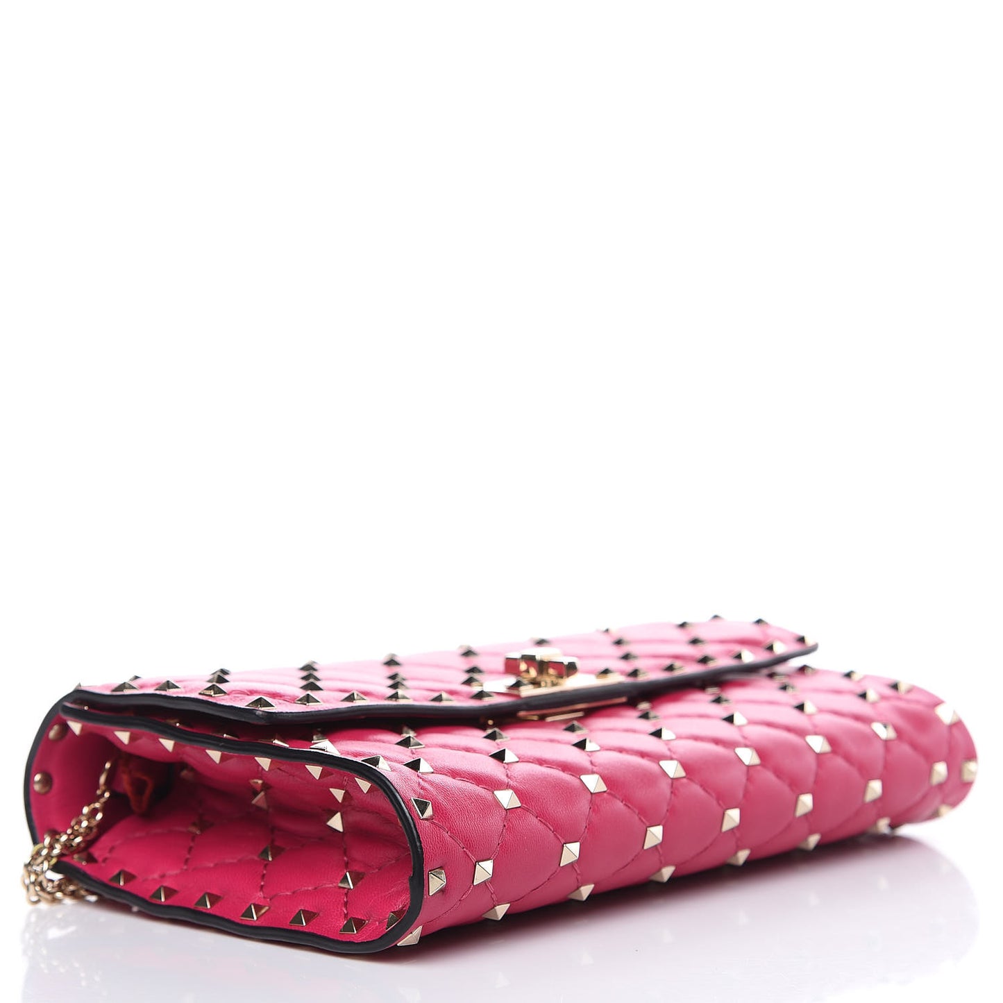 Nappa Rockstud Spike Wallet on Chain Disco Pink