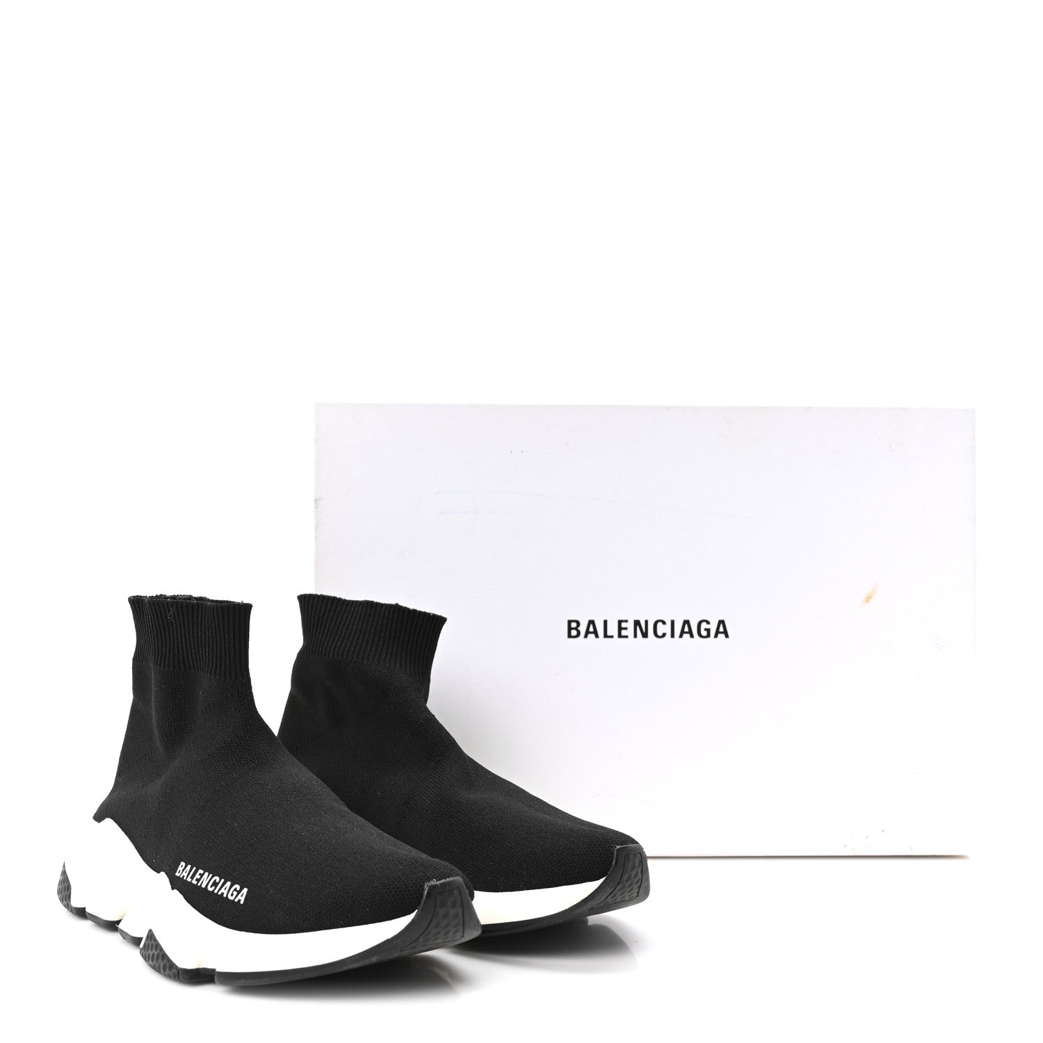 Balenciaga Neoprene Knit Womens Speed Sneakers 36 Black White 9 of 9