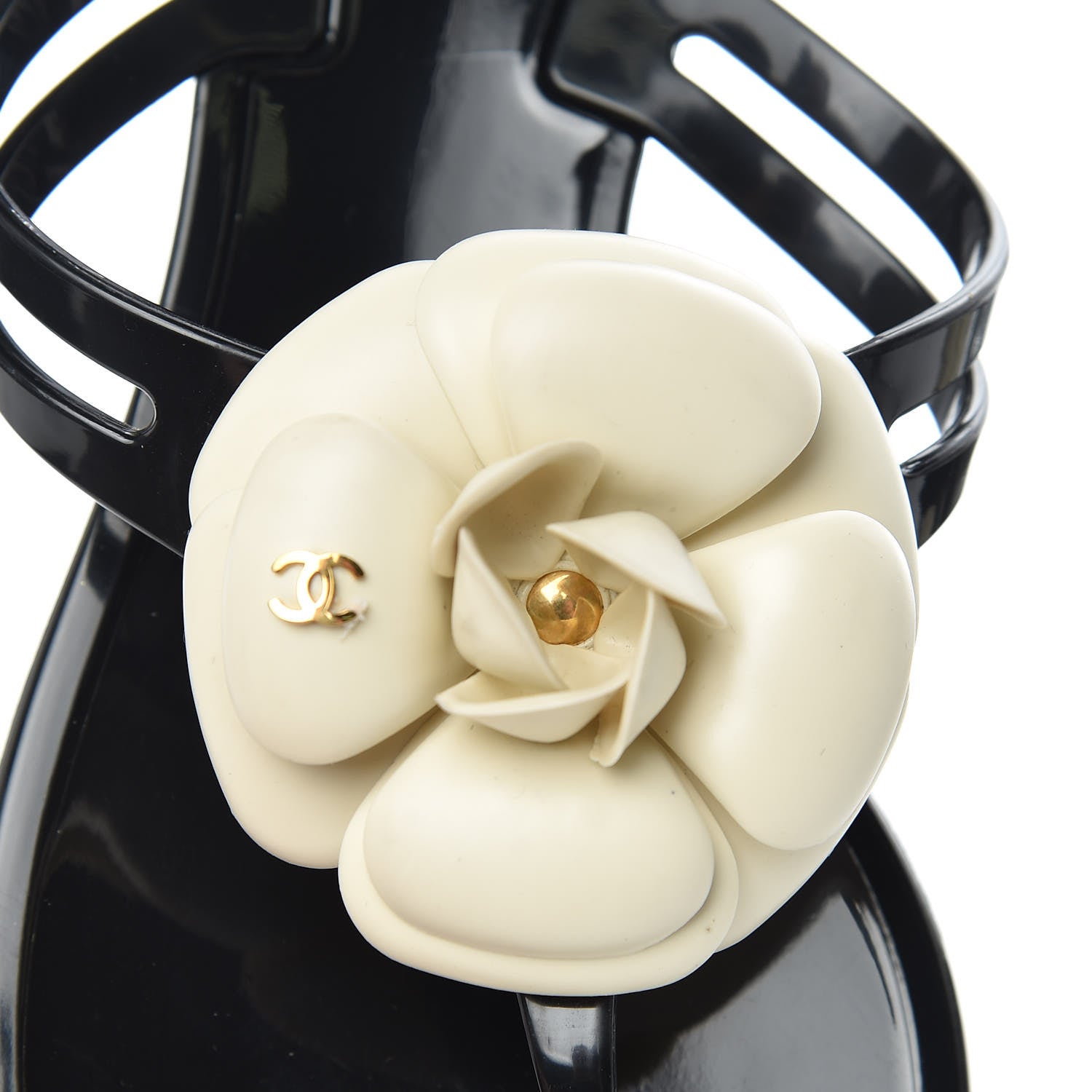 Chanel Jelly Camellia Thong Sandals 40 Black Ivory 12 of 16