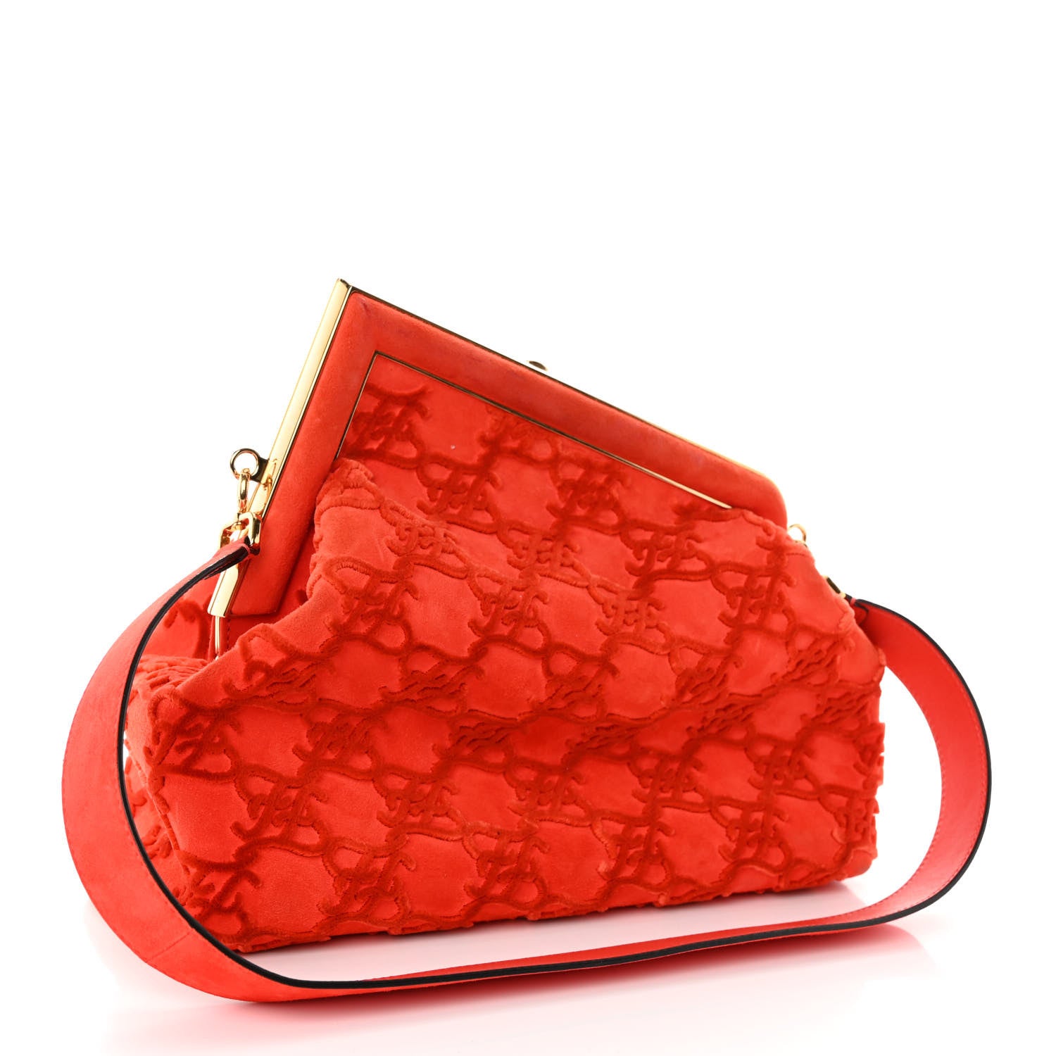 Fendi Camoscio Karligraphy Embroidered Medium Fendi First Tulipano 3 of 11