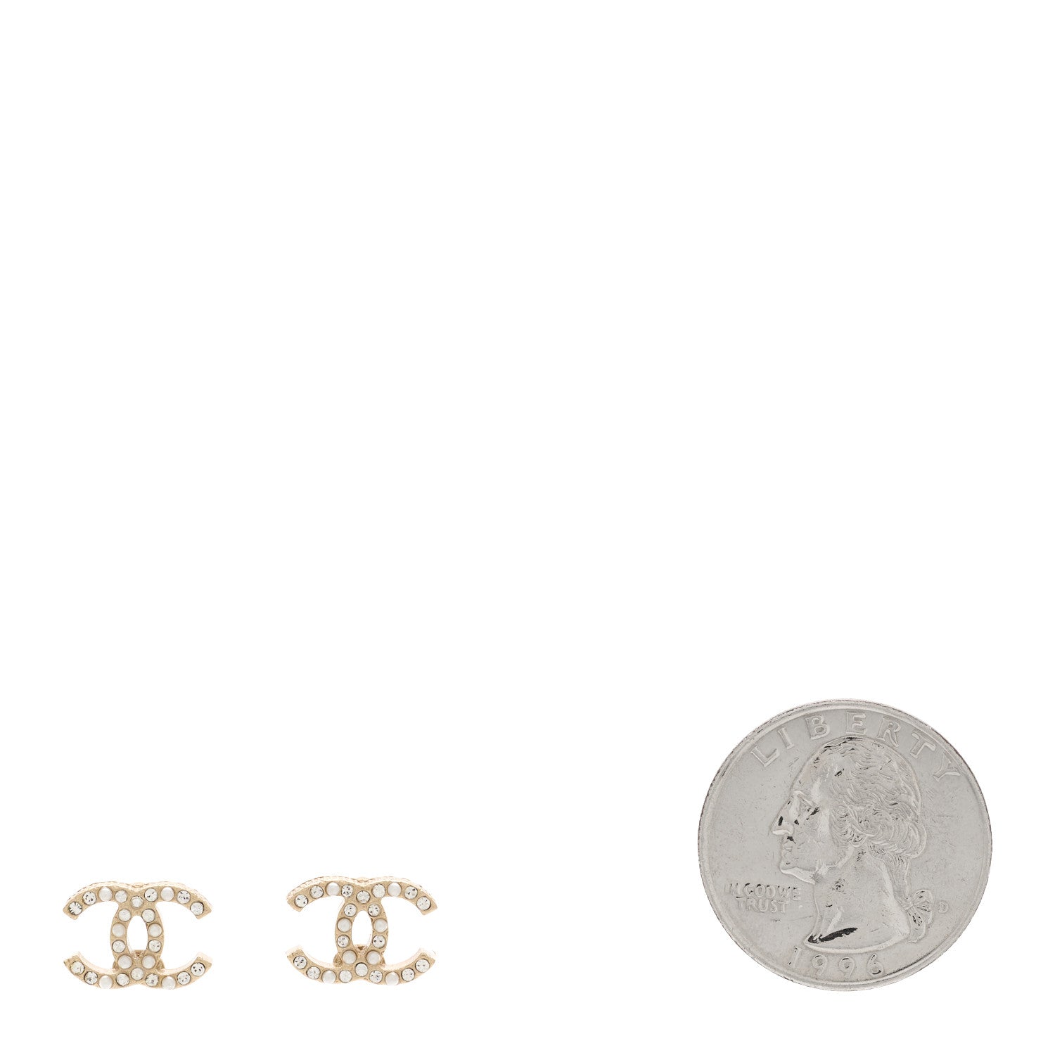Chanel Pearl Crystal CC Earrings Gold 2 of 5