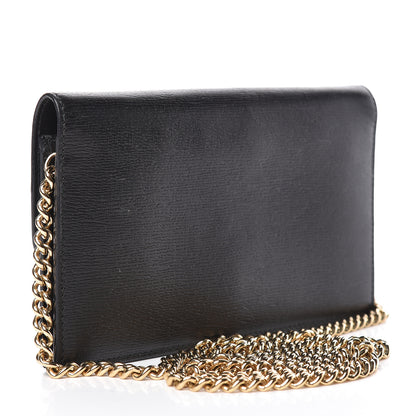 Gucci Textured Calfskin Icon Chain Wallet Black 3 of 12