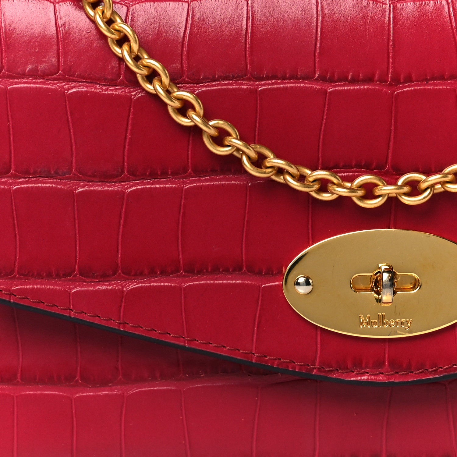 Mulberry Crocodile Embossed Calfskin Small Red Berry 8 of 10
