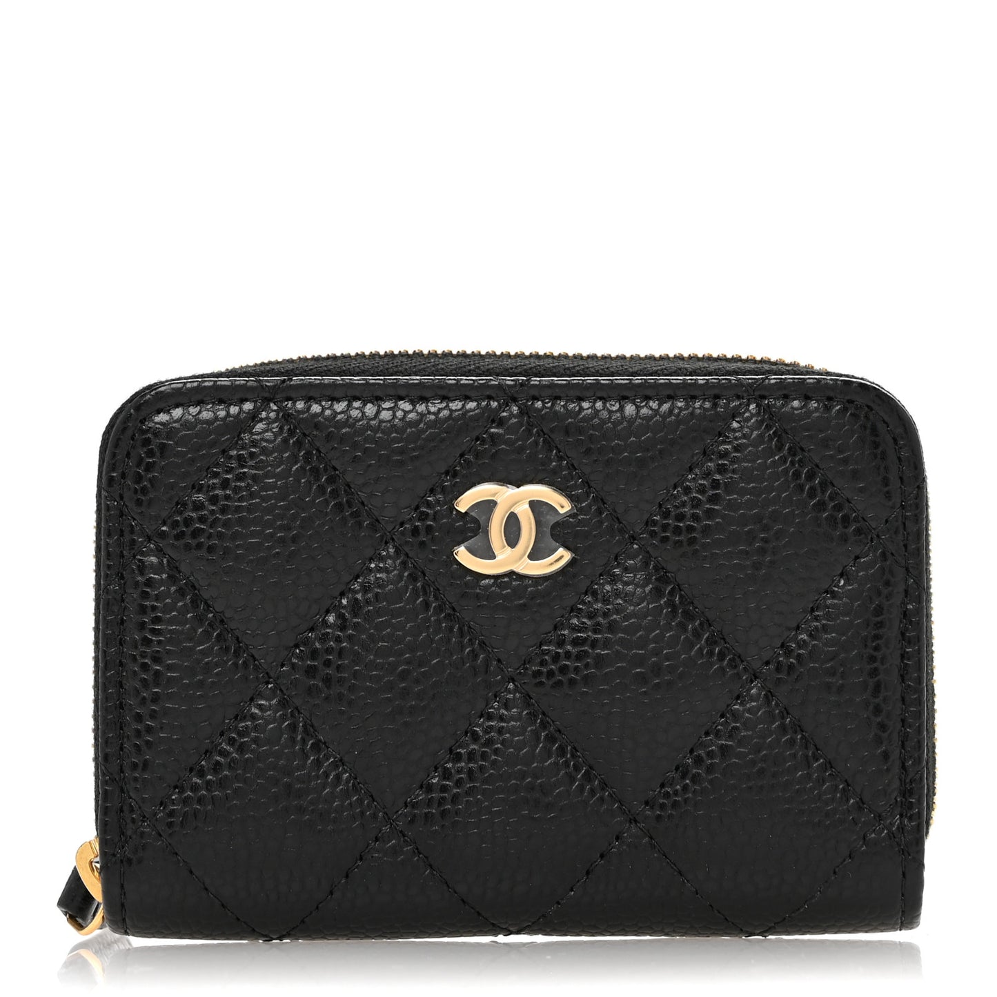 Caviar Quilted Zip Coin Purse Black