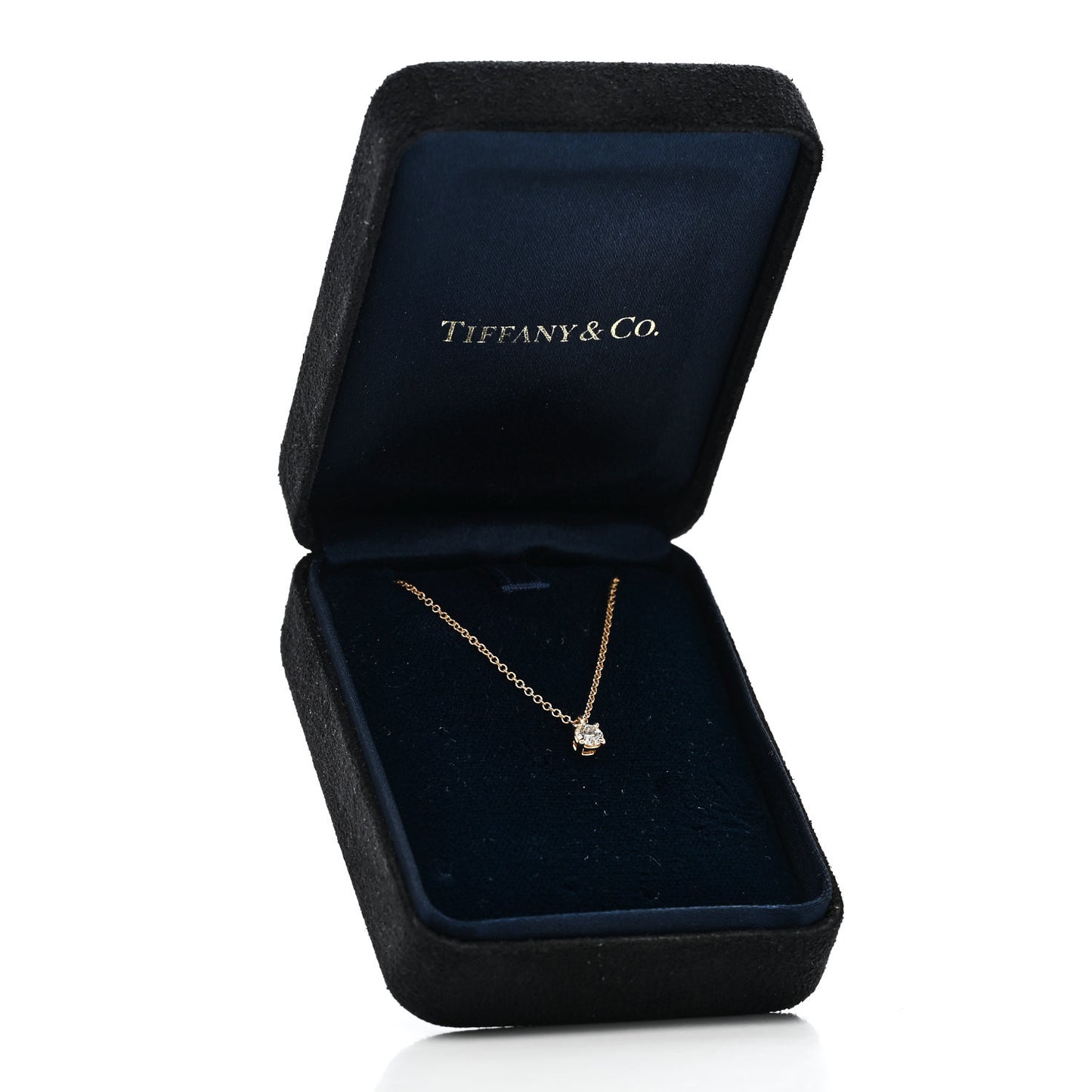 18K Rose Gold Diamond .17ct Solitaire Pendant Necklace
