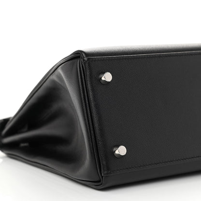Hermes Madame Calfskin Kelly Retourne 28 Black 9 of 11