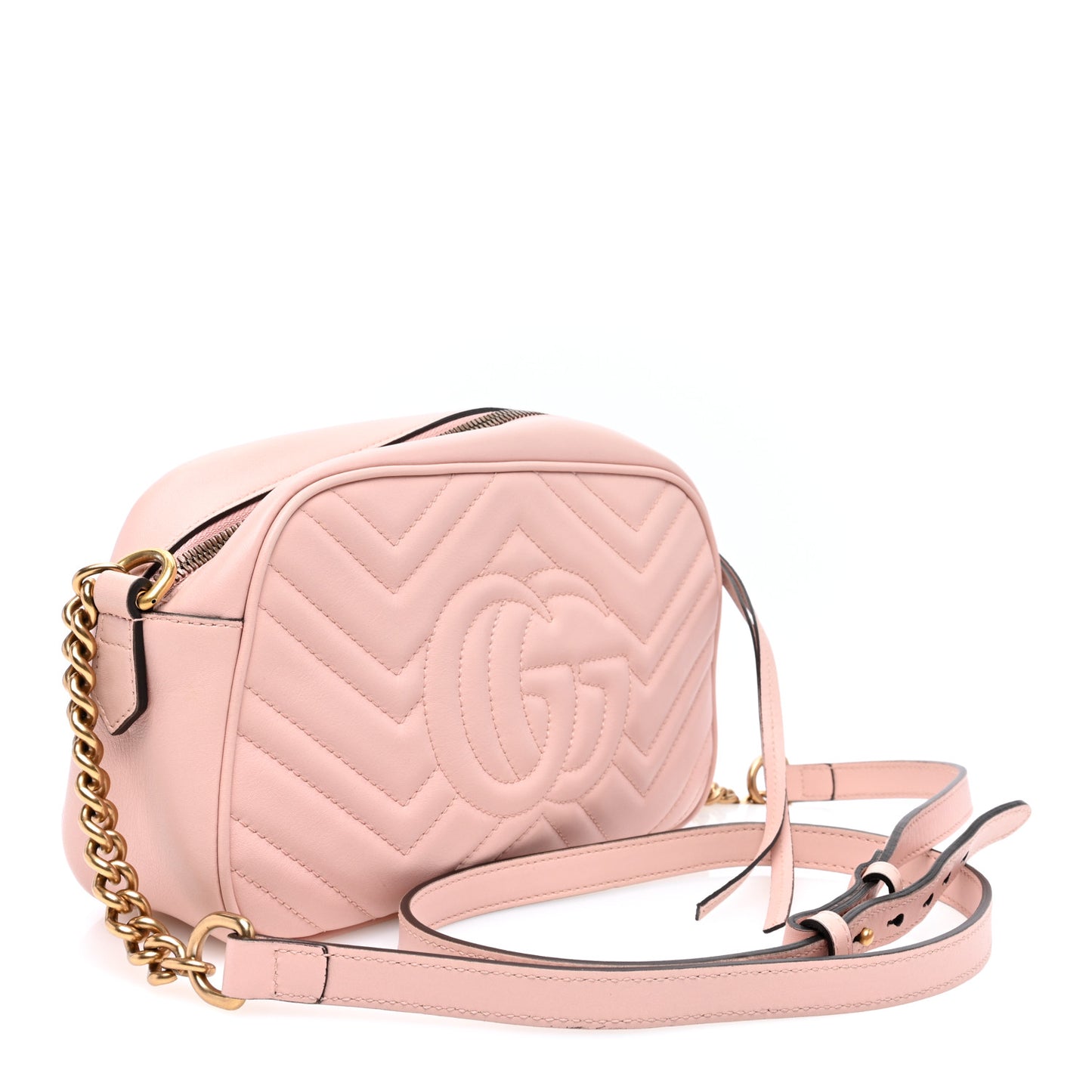 Calfskin Matelasse Small GG Marmont Chain Shoulder Bag Perfect Pink
