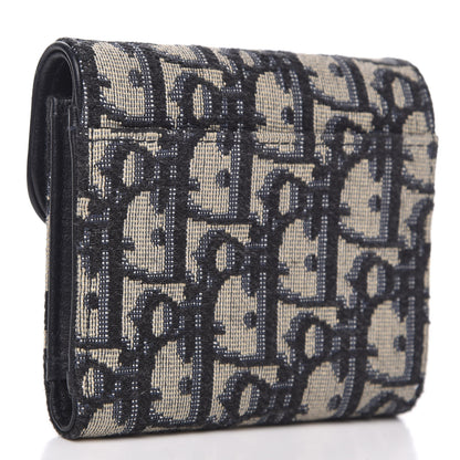 Christian Dior Oblique Saddle Lotus Wallet Blue 3 of 8