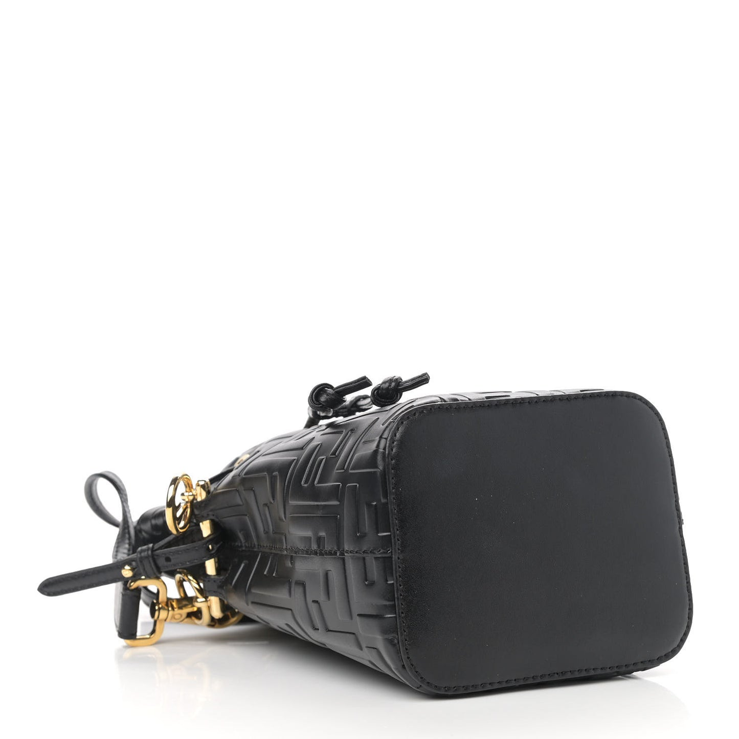 Vitello Liberty F is Fendi FF 1974 Embossed Mini Mon Tresor Bucket Bag Black