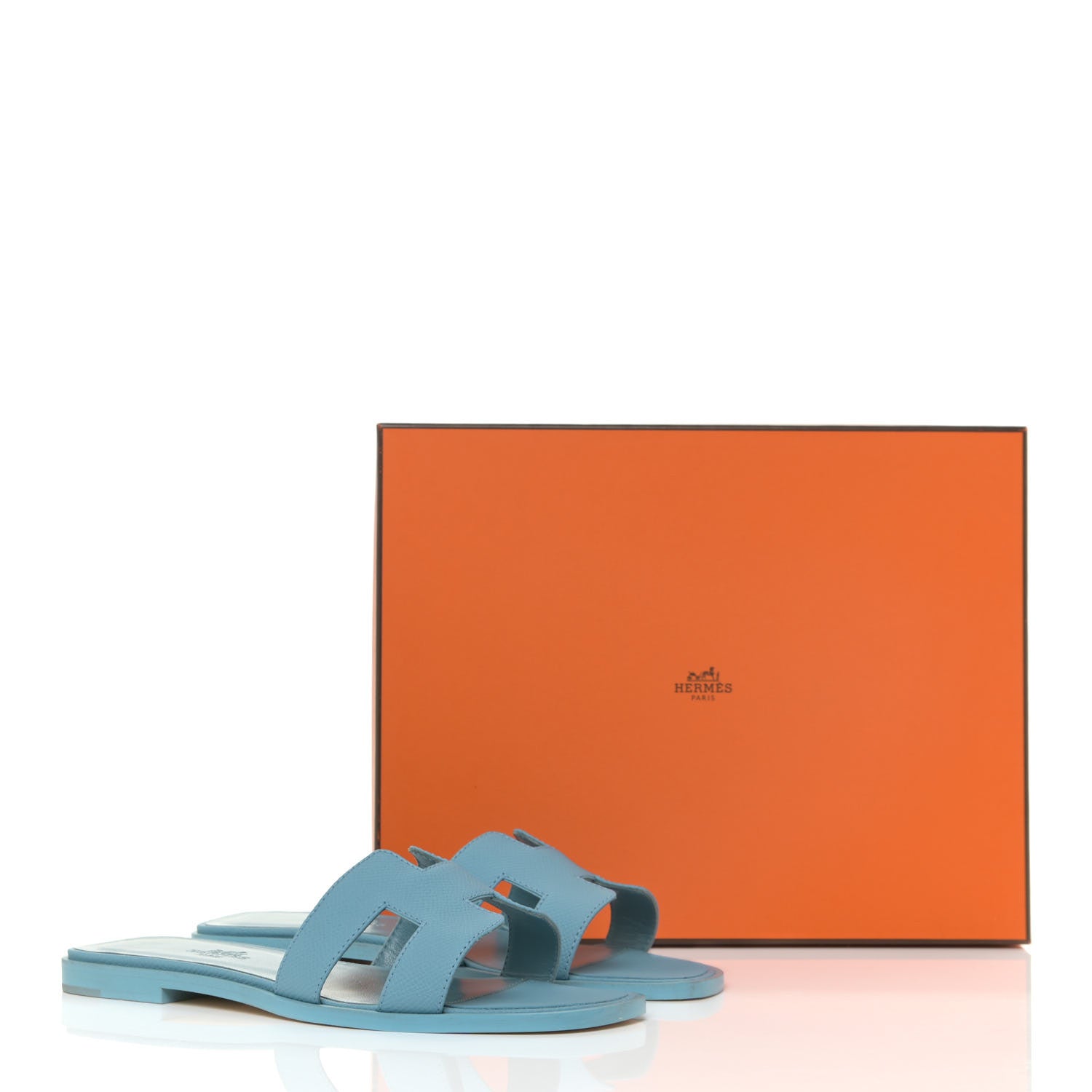 Hermes Epsom Oran Sandals 36.5 Bleu Littoral 9 of 9