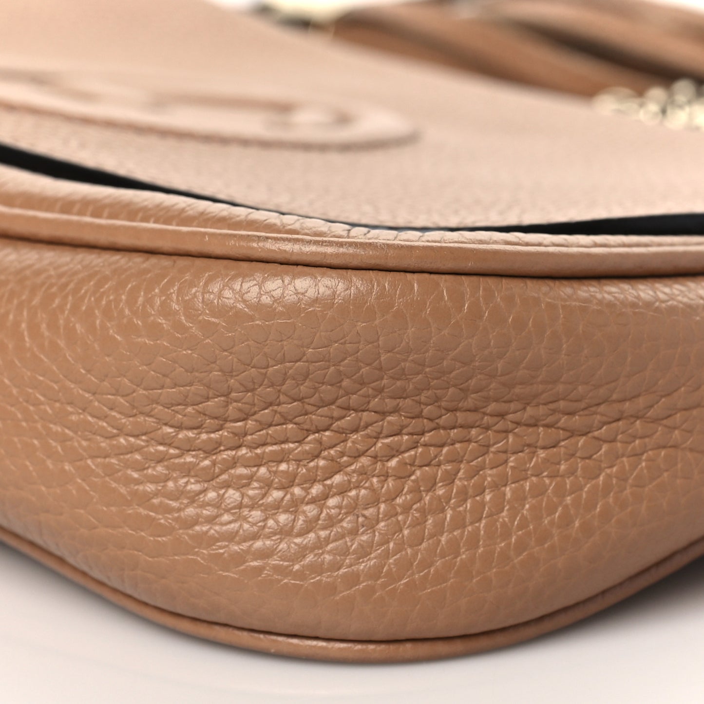 Pebbled Calfskin Medium Soho Flap Crossbody Camelia