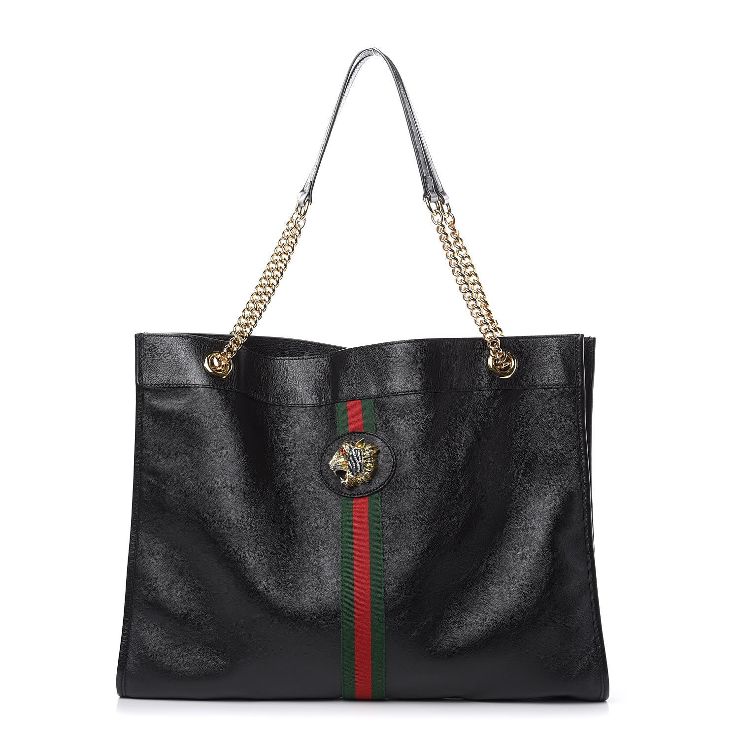 Gucci Calfskin Large Rajah Chain Tote Black 1 of 11