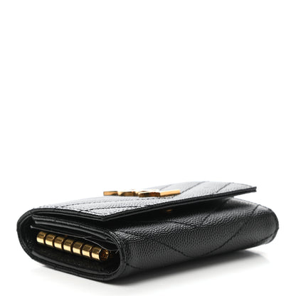 Saint Laurent Grain De Poudre Matelasse Cassandre Monogram Slim Key Case Black 4 of 7