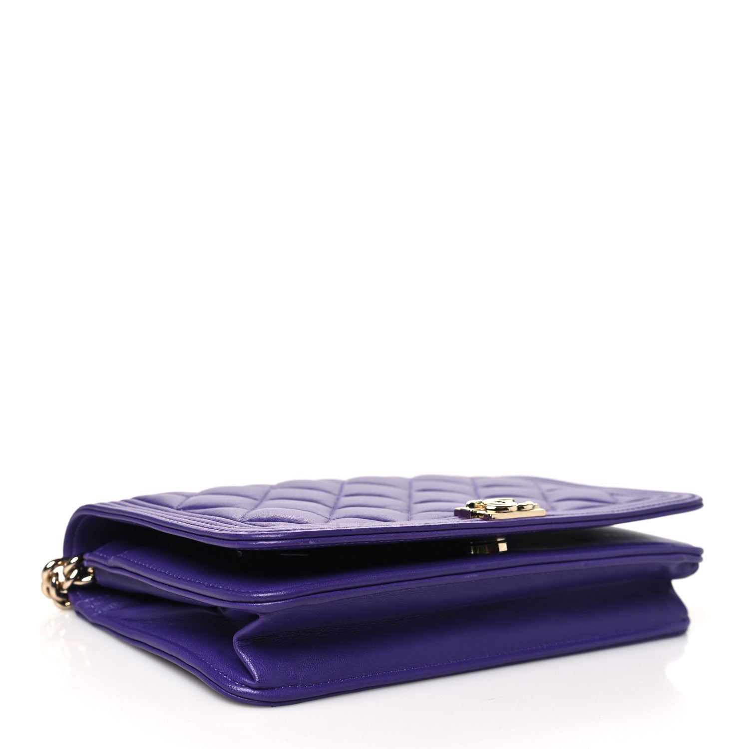 Chanel Lambskin Quilted Boy Wallet On Chain WOC Purple 4 of 12