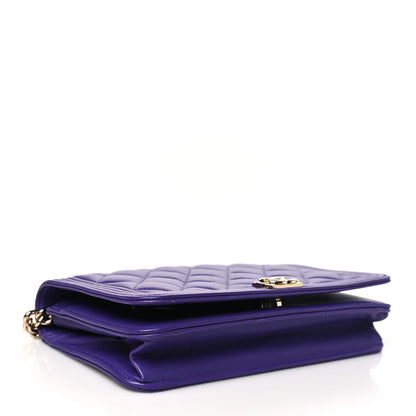 Chanel Lambskin Quilted Boy Wallet On Chain WOC Purple 4 of 12