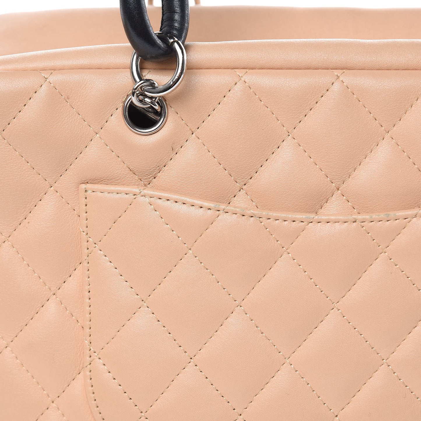 Calfskin Quilted Large Cambon Bowler Beige Black