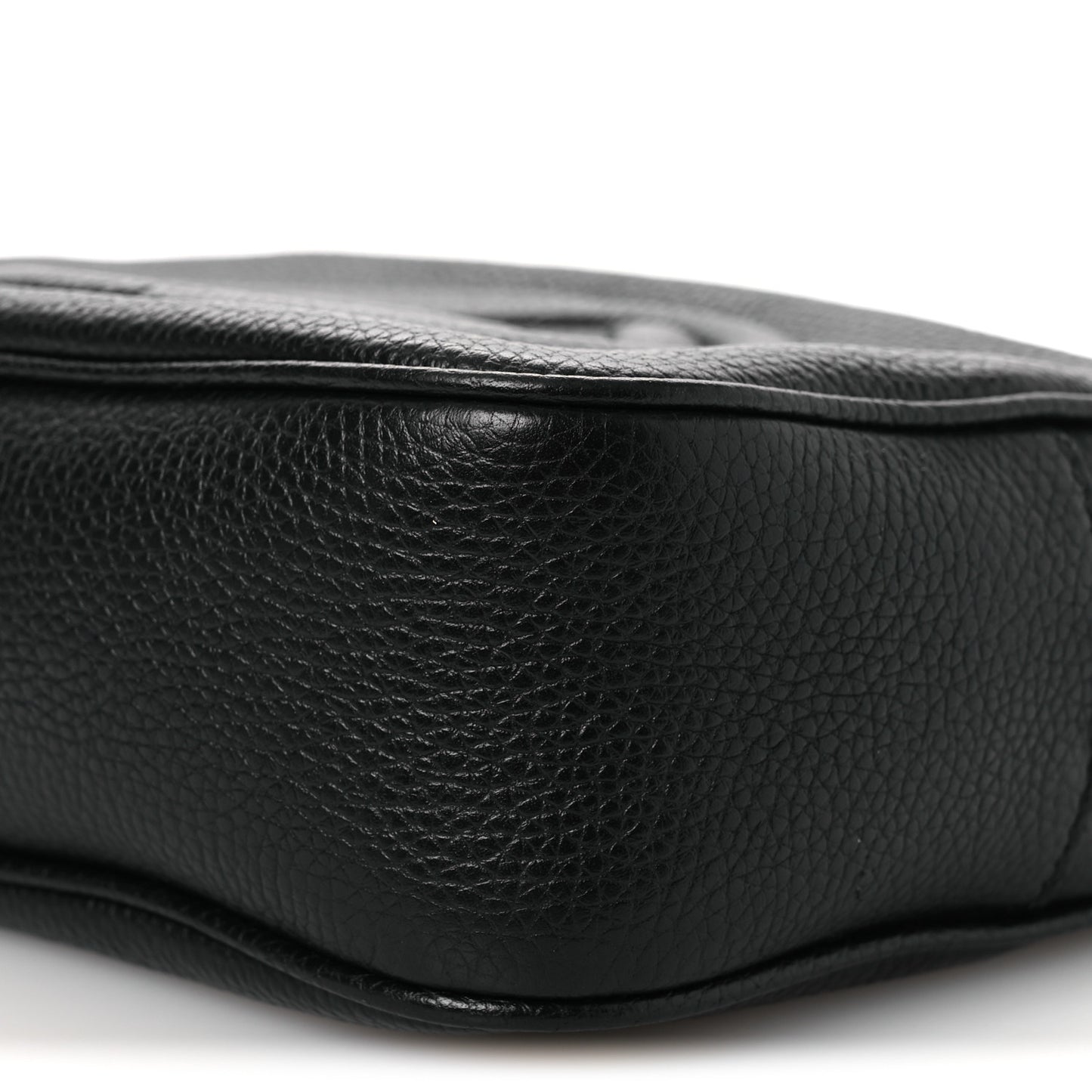 Pebbled Calfskin Small Soho Disco Bag Black