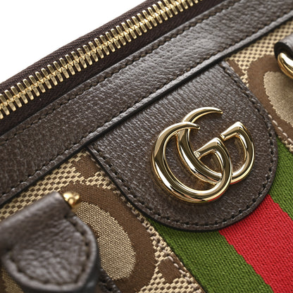 Gucci Monogram Jumbo GG Textured Dollar Calfskin Web Medium Duffle Bag Camel Ebony 11 of 12