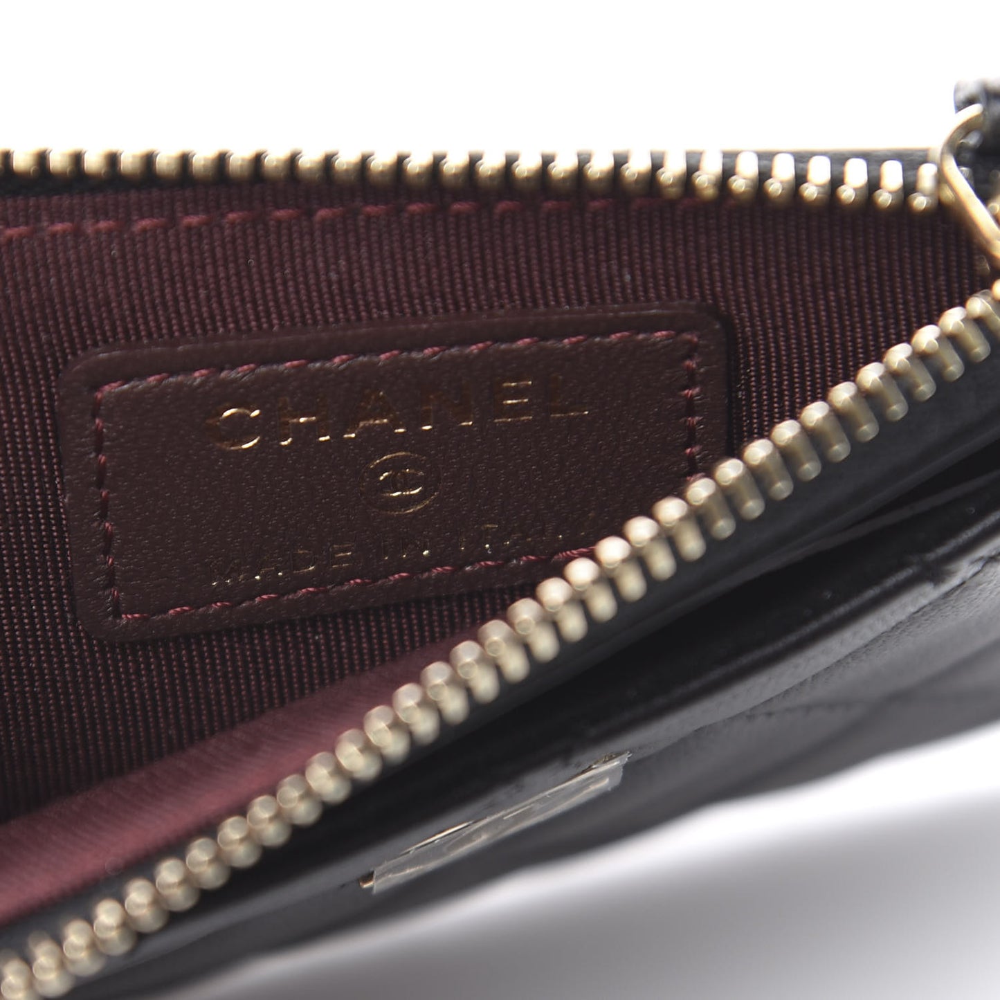 Lambskin Quilted Zip Card Holder Black
