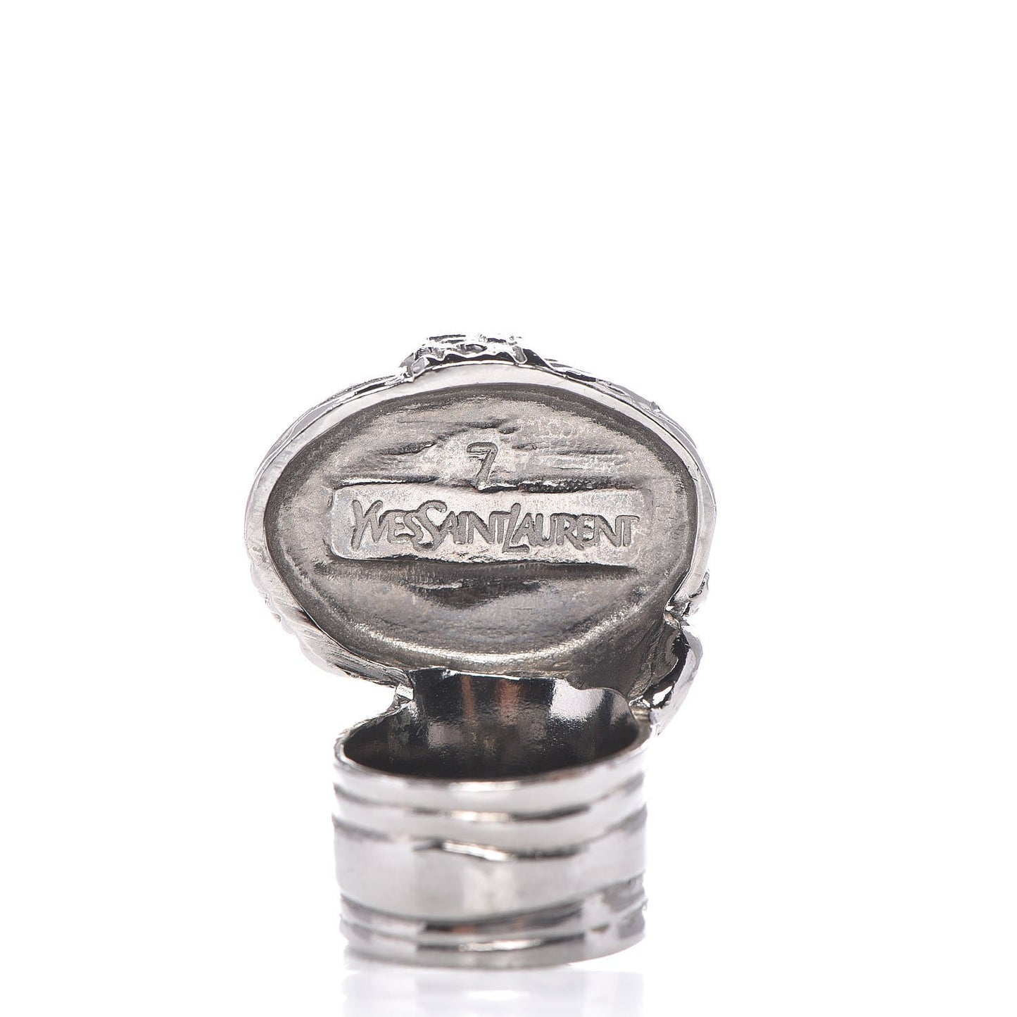 Glass Cabochon Arty Ovale Ring 7 Gunmetal Black