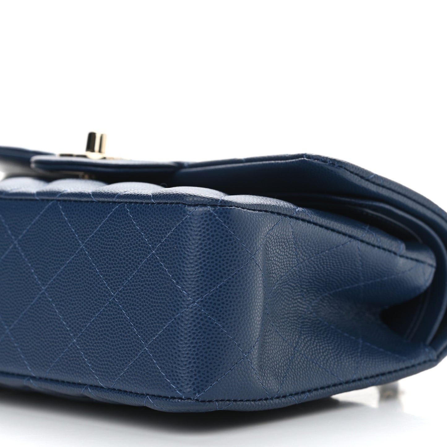 Caviar Quilted Small Double Flap Dark Blue