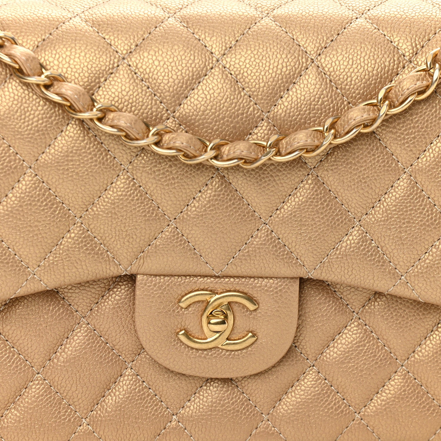 Chanel Pearly Caviar Quilted Jumbo Double Flap Gold 7 of 10