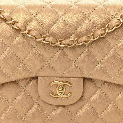 Chanel Pearly Caviar Quilted Jumbo Double Flap Gold 7 of 10