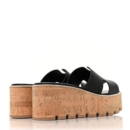 Hermes Calfskin Cork Eze 30 Sandals 38 Black 4 of 8