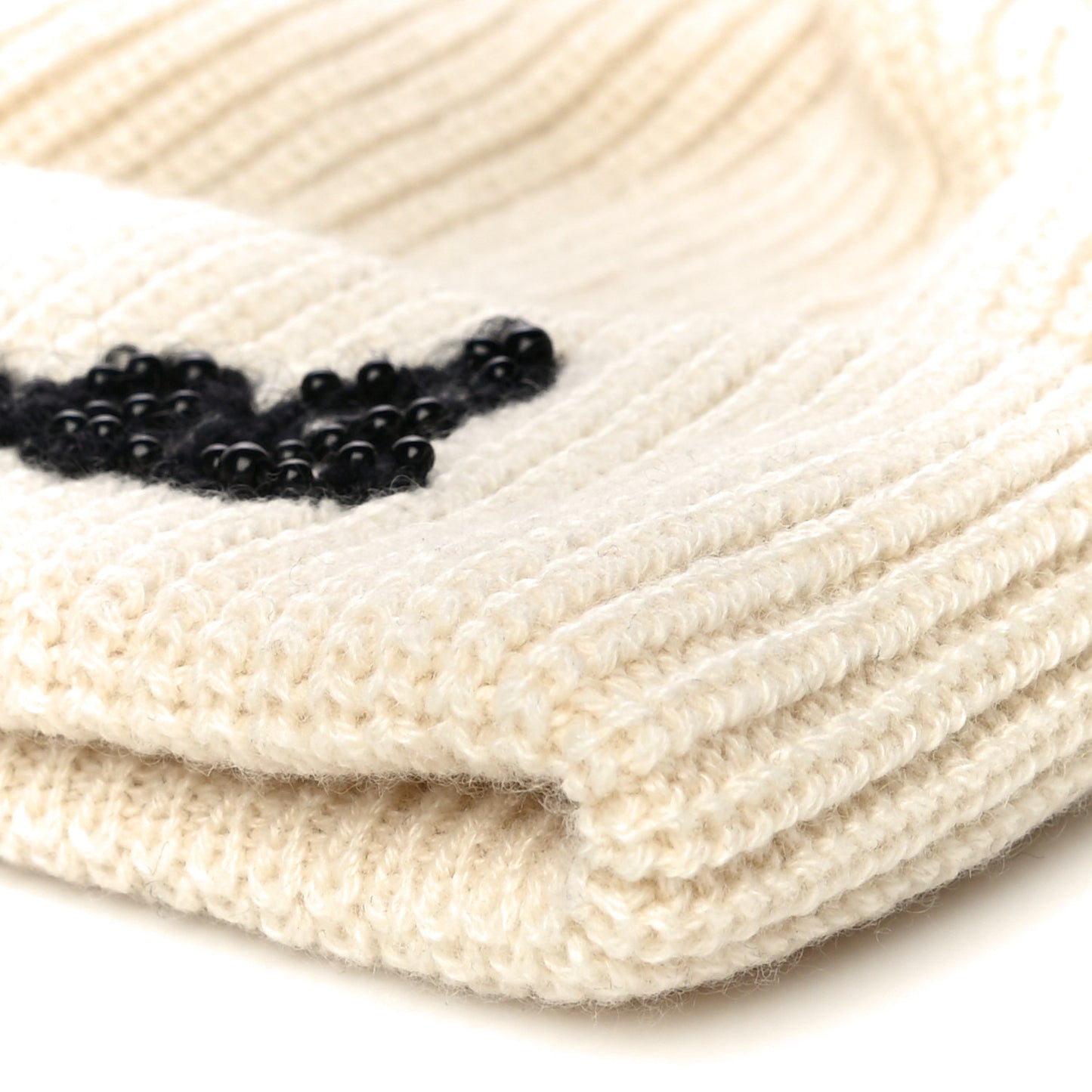 Cashmere Logo Beanie Hat White Black