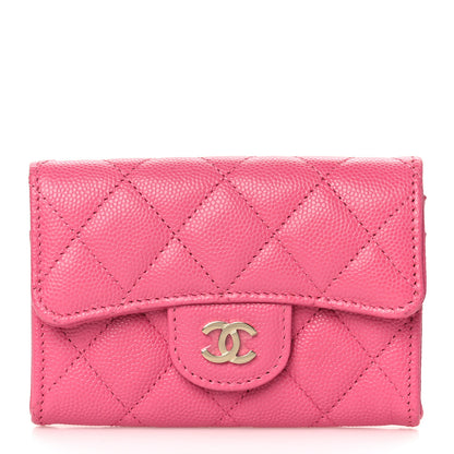 Chanel Caviar Quilted Flap Card Holder Wallet Pink 1 of 8